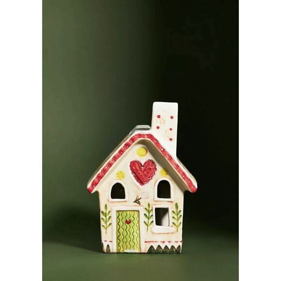 ANTHROPOLOGIE Nathalie Lete Holiday Village House Peach Tea Light Cottage NEW - Picture 3 of 9